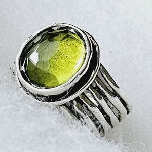 Silpada Sterling Silver Faceted Green Glass Ring R1463 Size 8